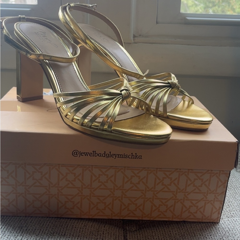 Jewel Badgley Mischka Metallic Gold Heels